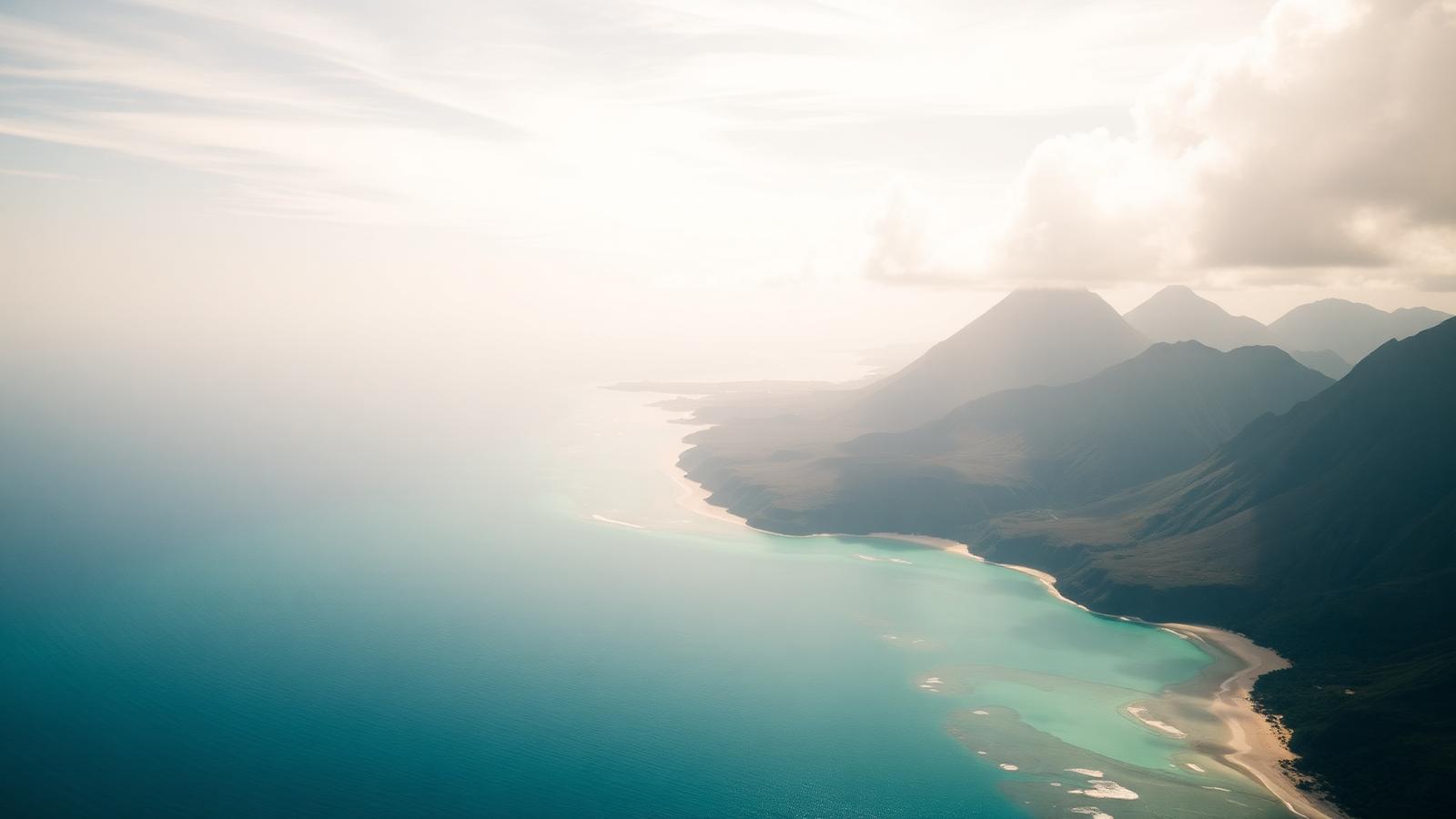 Littoral de La Réunion vu du ciel, lagon turquoise et reliefs volcaniques